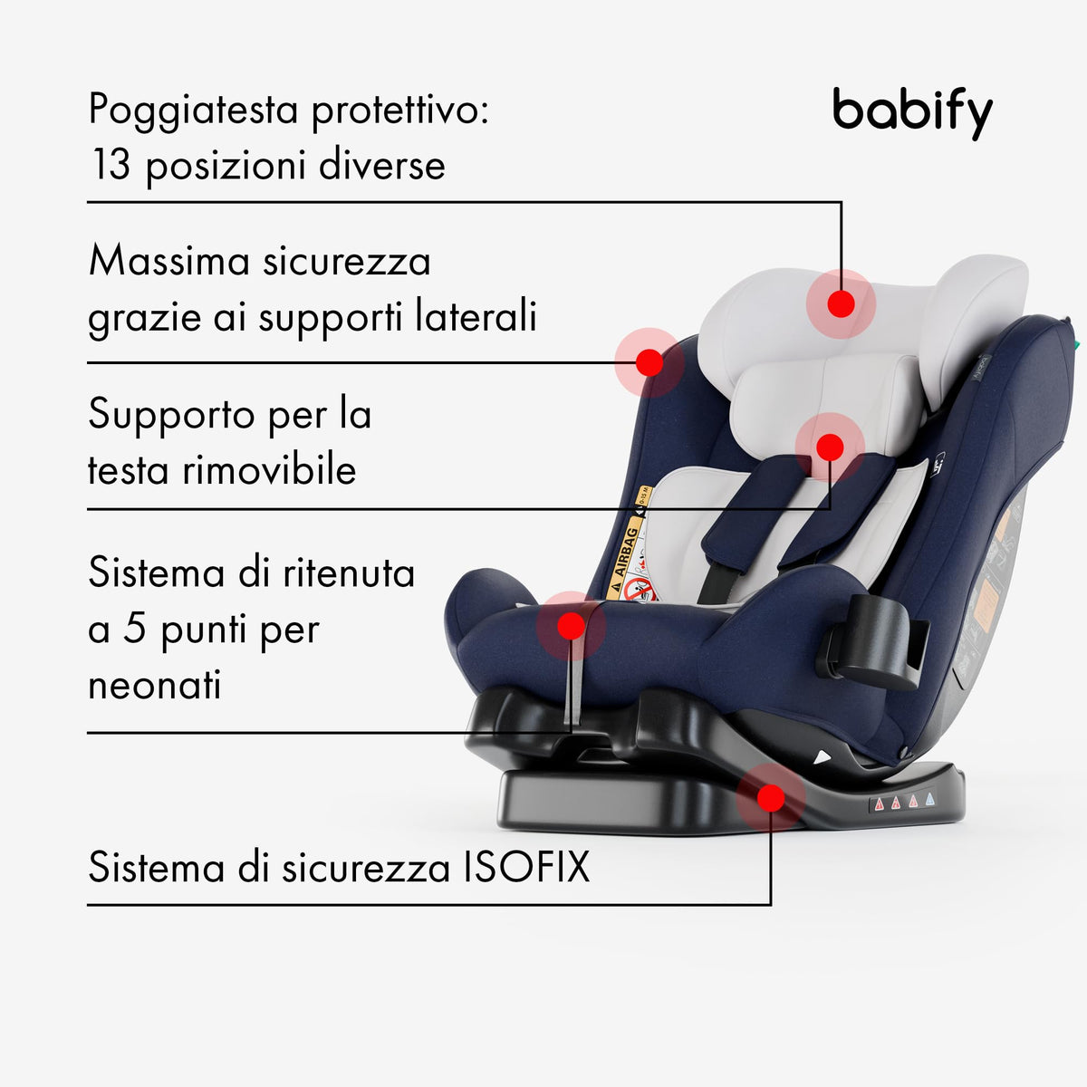 Babify 3-in-1 turvatool 40–150 cm (R129), turvavööga kinnitatav – sinine/hall