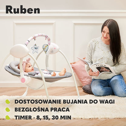 Lionelo Ruben electric baby rocker, up to 9 kg, grey-turquoise