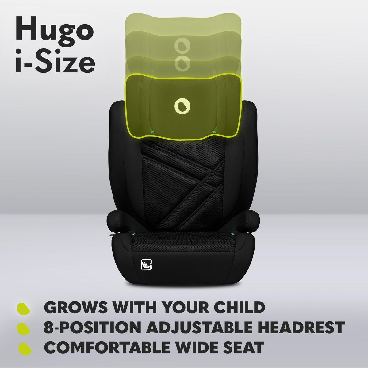 Lionelo Hugo i-Size turvatool 100–150 cm, ISOFIX või turvavööga, Black Carbon