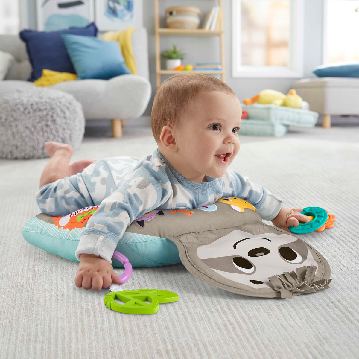 Fisher-Price Music & Vibe laiskloomaga kõhuli-oleku tugipadi/kõhupadi beebile