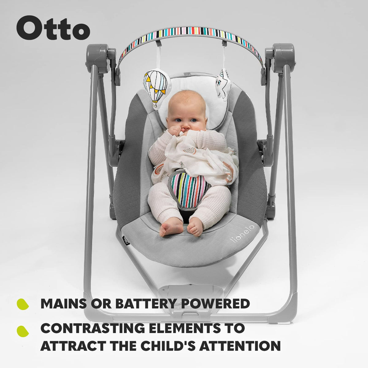 Lionelo Otto elektriline beebitool kiigega, 0–9 kg, hall