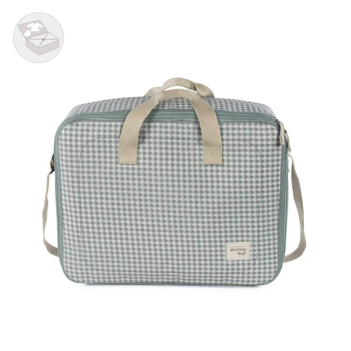 Walking Mum “I Love Vichy” maternity hospital and baby essentials bag, green (49 × 37 × 17 cm)