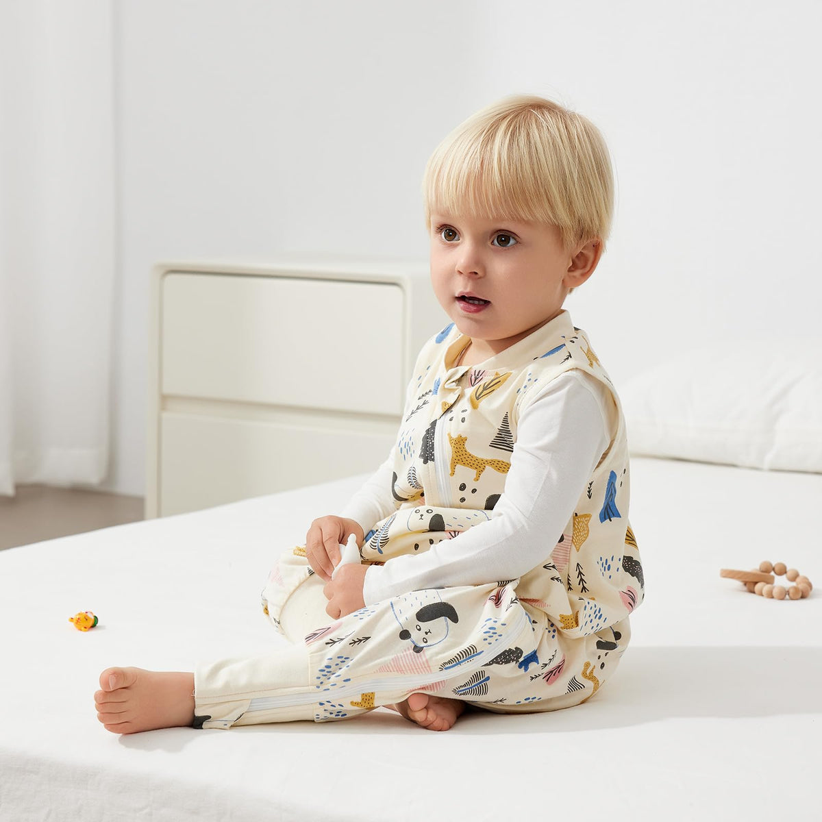 Duomiaomiao unisex baby sleeping bag with legs, size L, cotton, spring/summer (2 pcs)