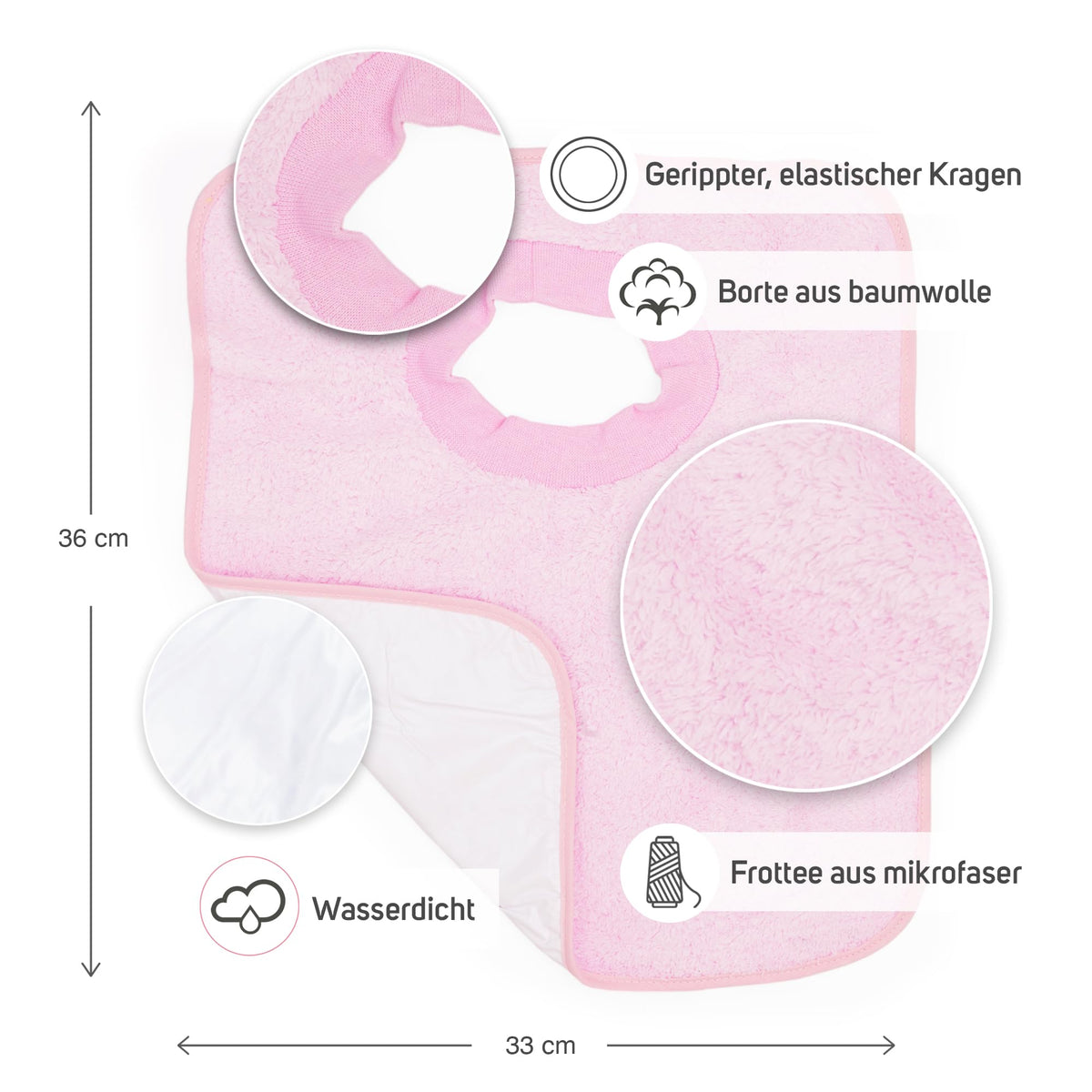 Ti TIN veekindlad froteest beebipõlled 4 tk, 33 x 36 cm, roosa, 6-18 kuud