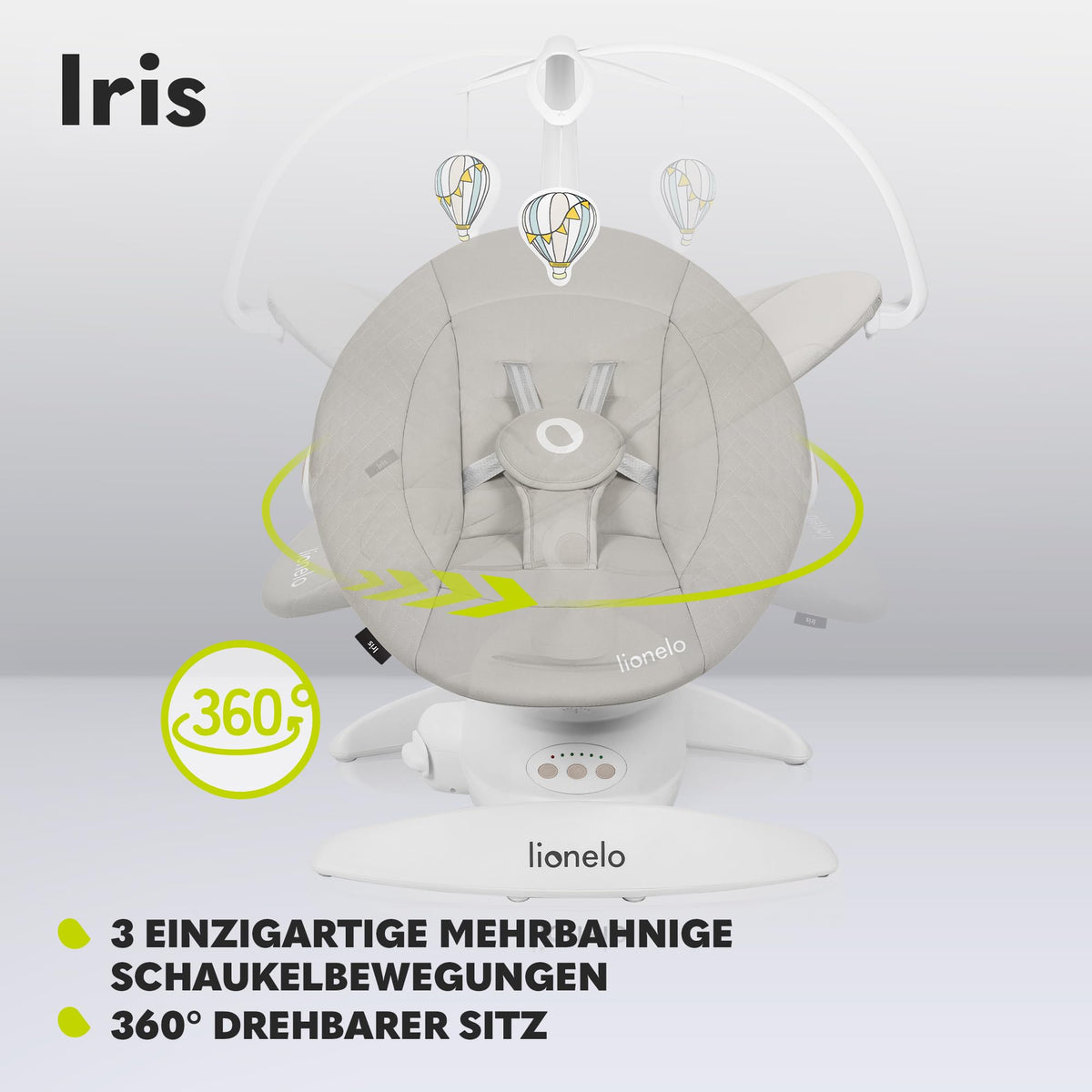 Lionelo Iris elektriline beebikiik 360° pöörlev, beež, kuni 9 kg