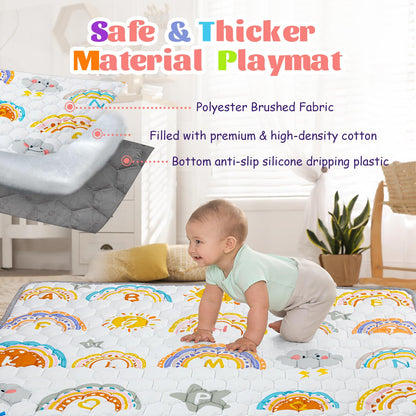 Funsland baby play mat, foldable, 127×127 cm, rainbow pattern