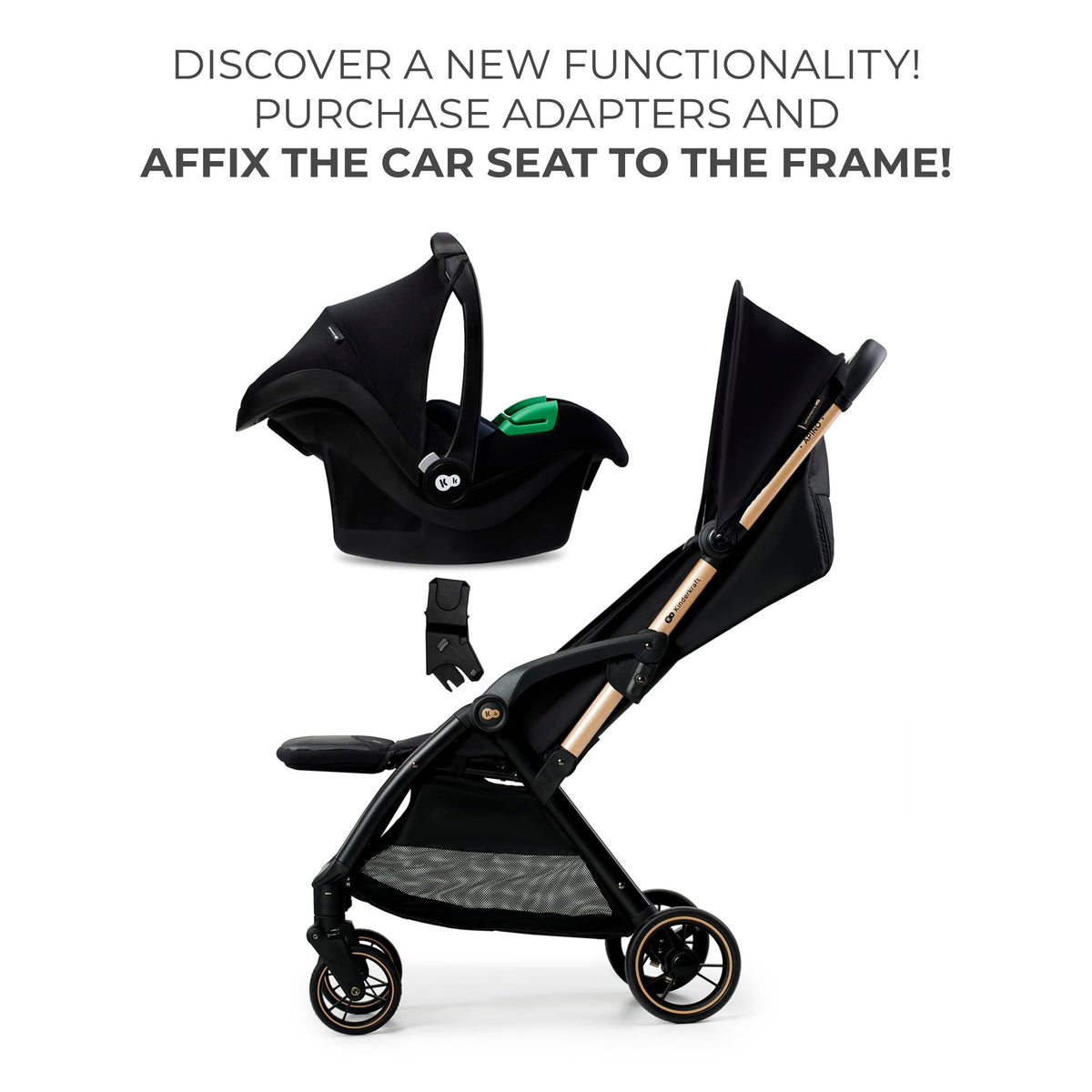 Kinderkraft APINO kerge jalutuskäru kuni 24 kg, auto-fold süsteemiga, beež