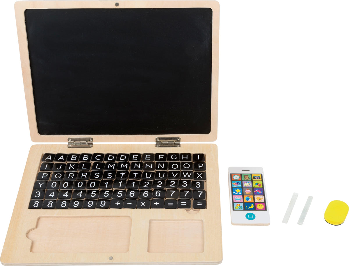 Small Foot wooden play laptop with magnetic and chalkboard