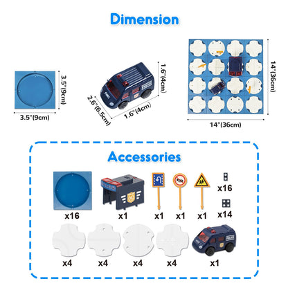 SGILE 16-piece STEM tea construction puzzle game with police car