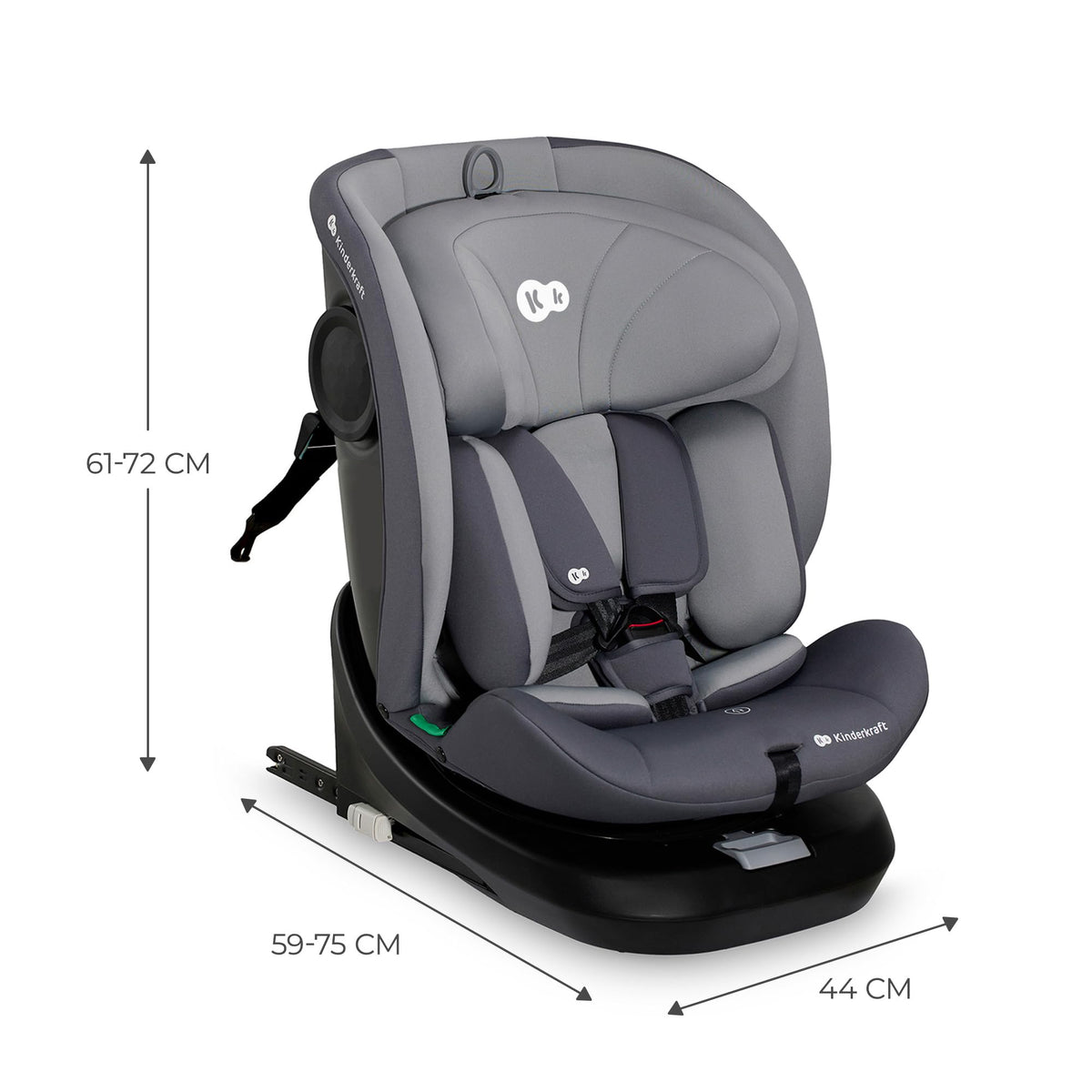 Kinderkraft I-Grow i-Size 360 rotating car seat 0–12 years (40–150 cm / 0–36 kg), grey