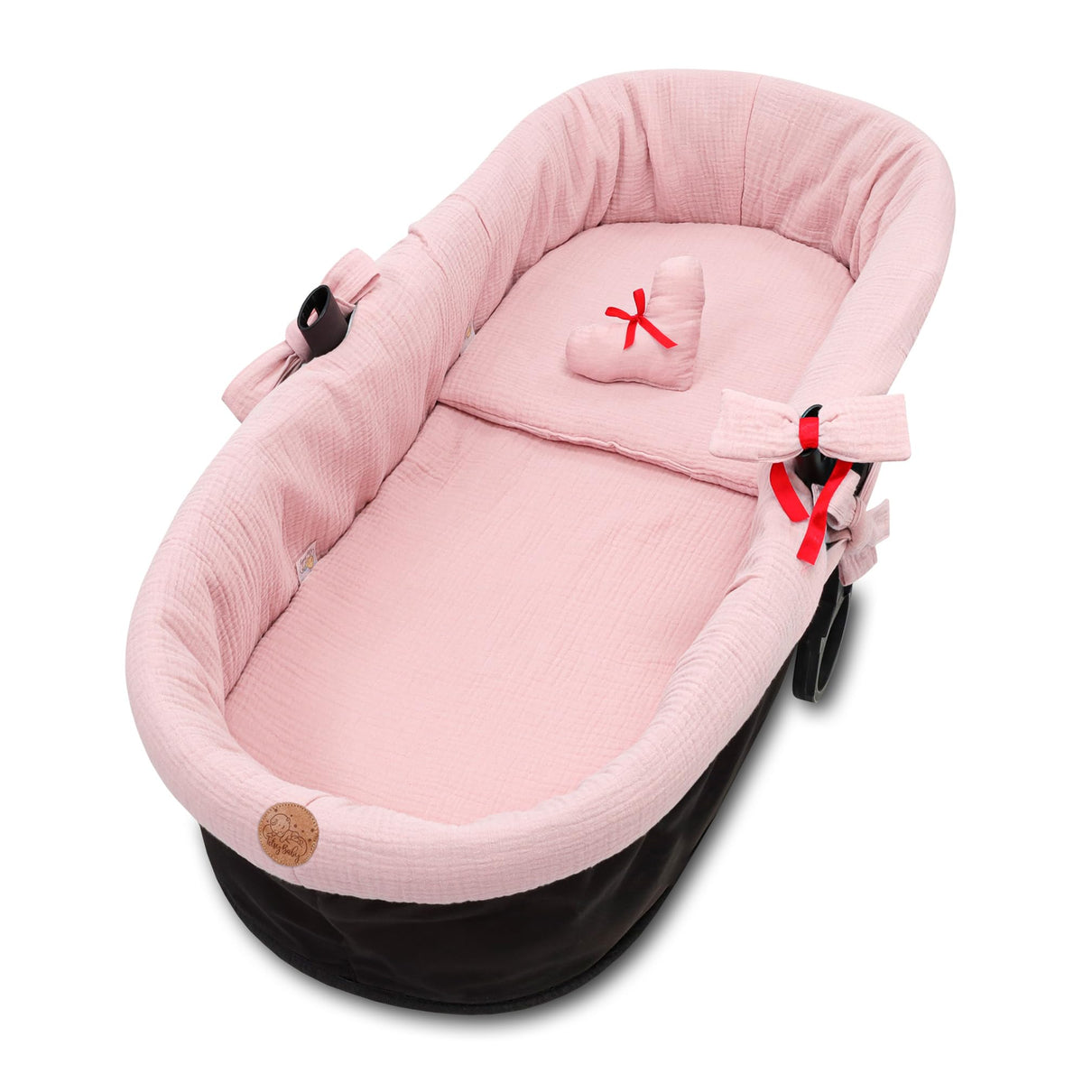 Totsy Baby muslin fabric stroller basket liner (3-piece set), pink