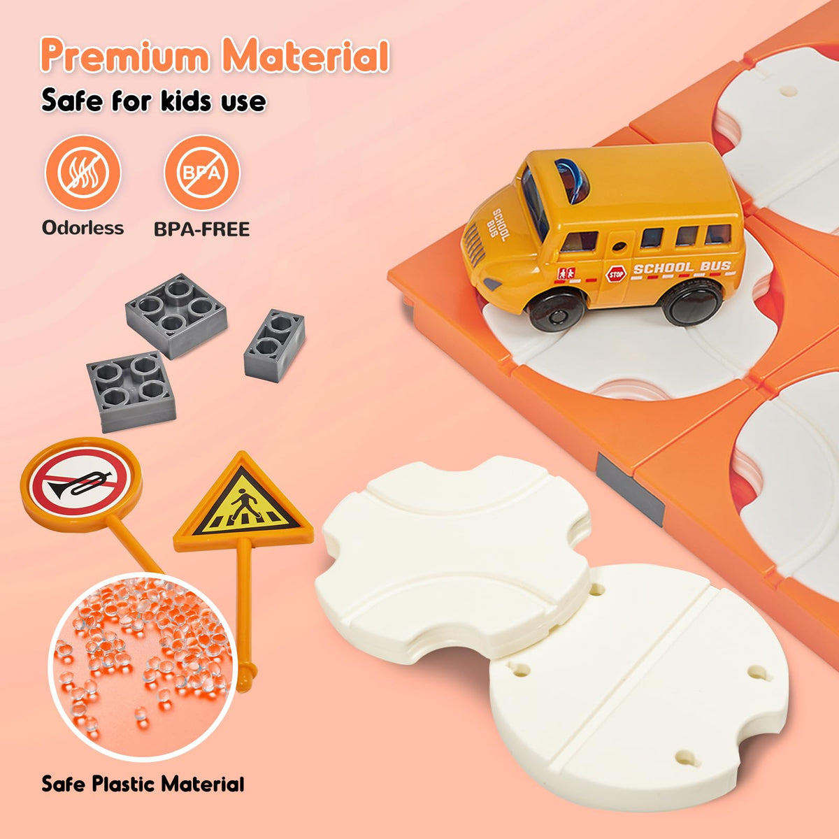 SGILE 24-piece STEM tea design game for children, school bus themed