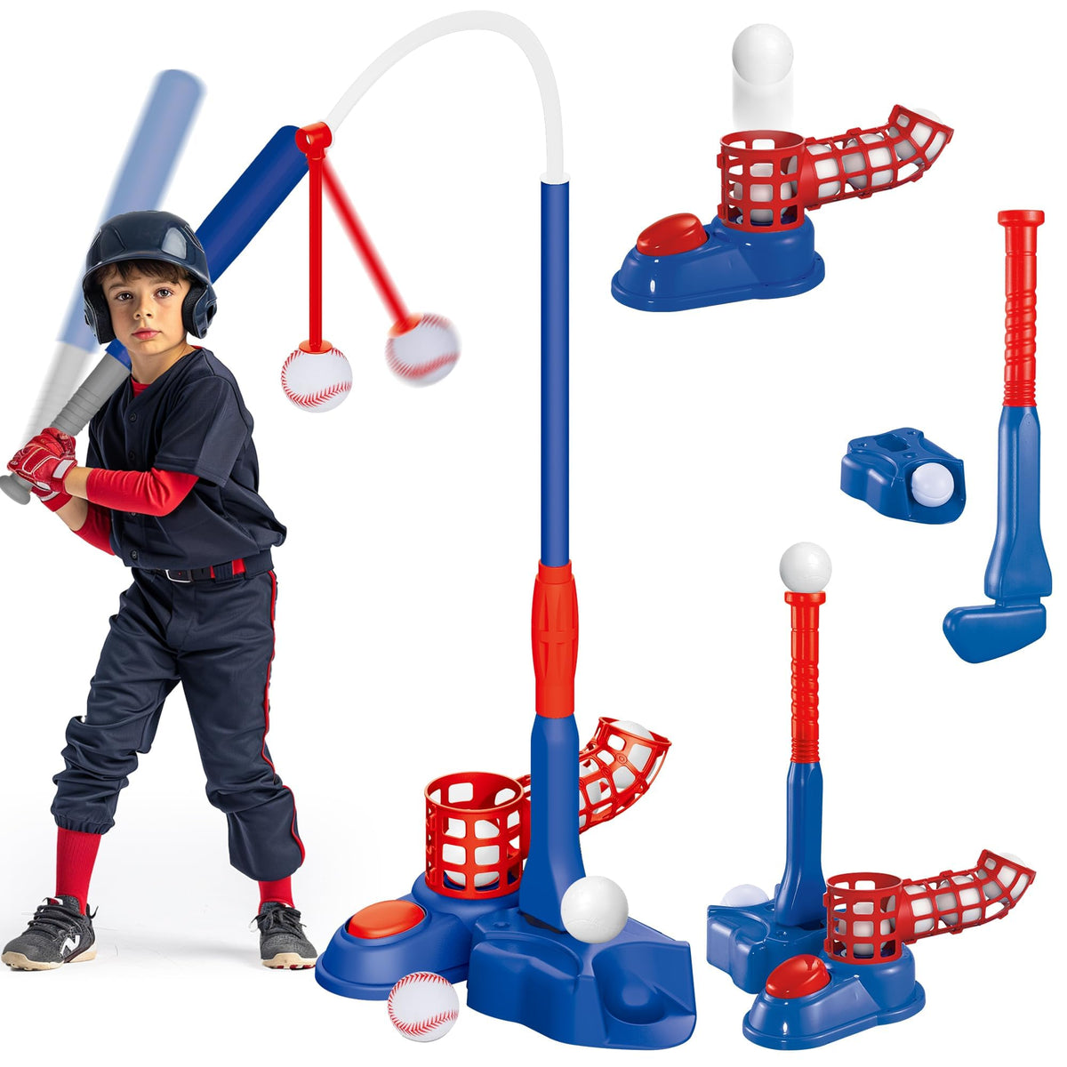 SKERITO laste pesapallikomplekt 4-ühes (T-Ball), sinine, 3–7 a