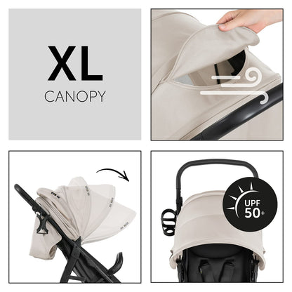 Hauck Rapid 4D lightweight stroller, classic beige, up to 25 kg