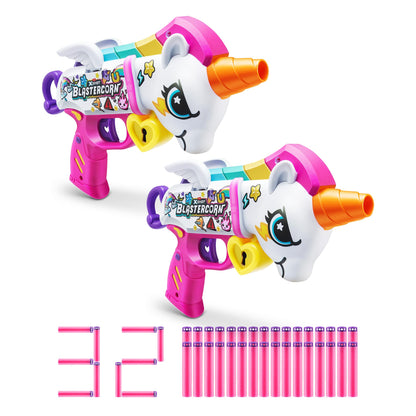 XShot Blastercorn ükssarvikuteemaline mängurelvade komplekt, 2 blastrit ja 32 Air Pocket noolt (36761)