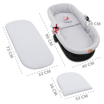 Totsy Baby muslin fabric stroller basket liner (3-piece set), gray