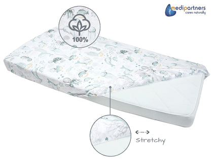 Medi Partners crib sheet, 60 × 120 cm, 100% cotton, Ocean