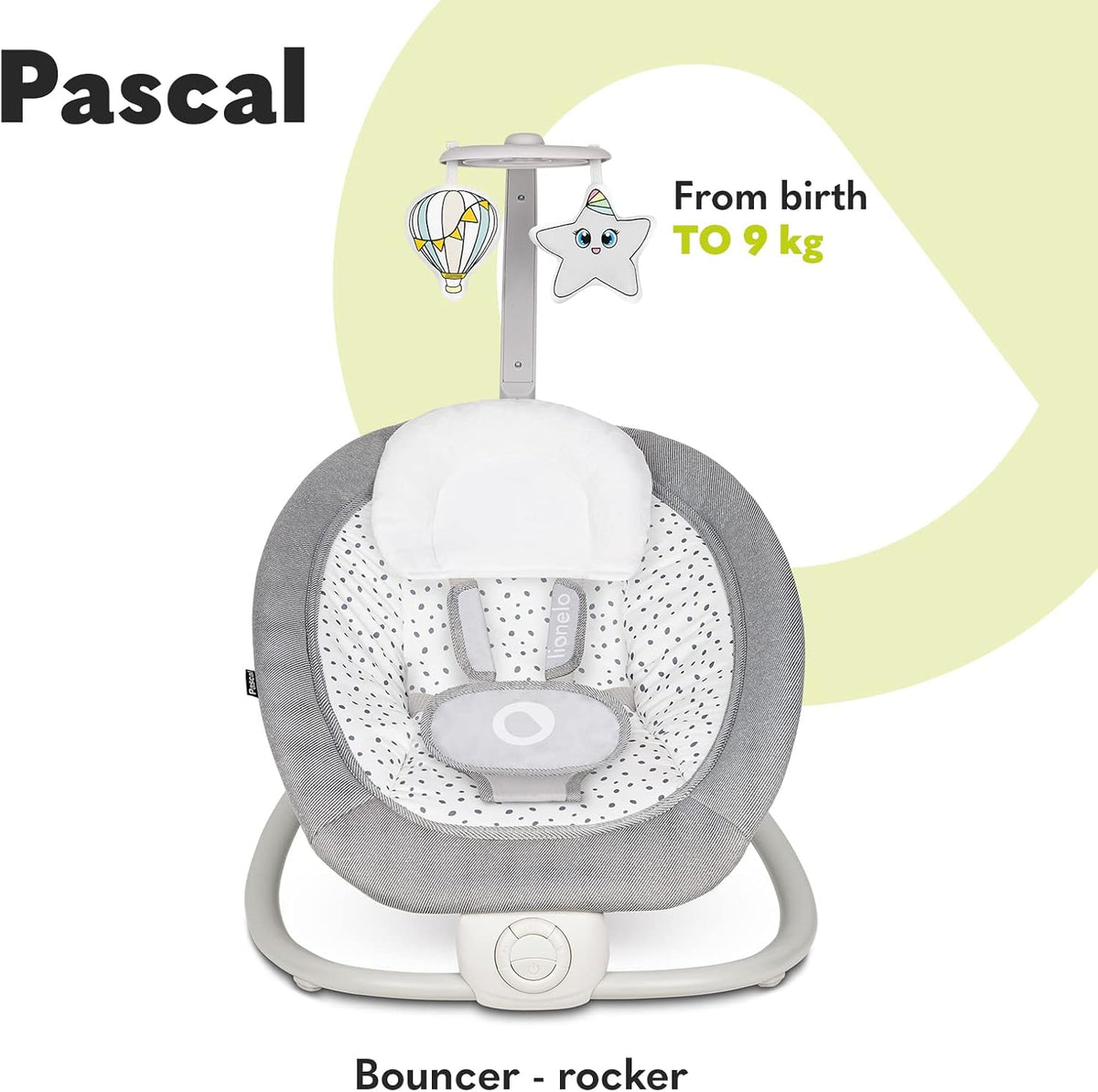 Lionelo Pascal vibrating baby swing-chair with melodies and play carousel, Grey Dove