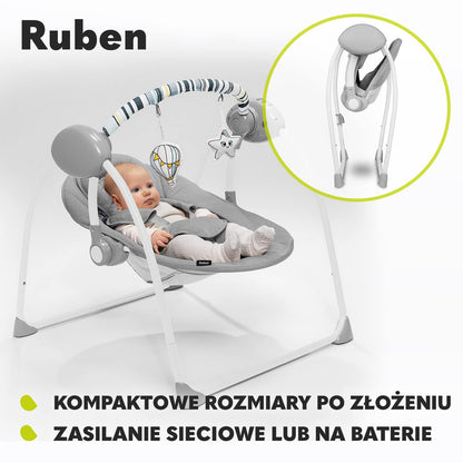 Lionelo Ruben electric baby rocker, up to 9 kg, grey-turquoise