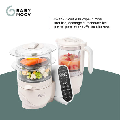 Babymoov Nutribaby(+) 6-in-1 baby food steamer and blender, 2.2 L, Mineral Beige