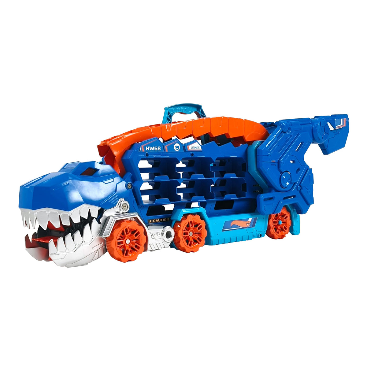 Hot Wheels City T-Rex treiler ja võidusõidurada, valguse ja heliefektidega