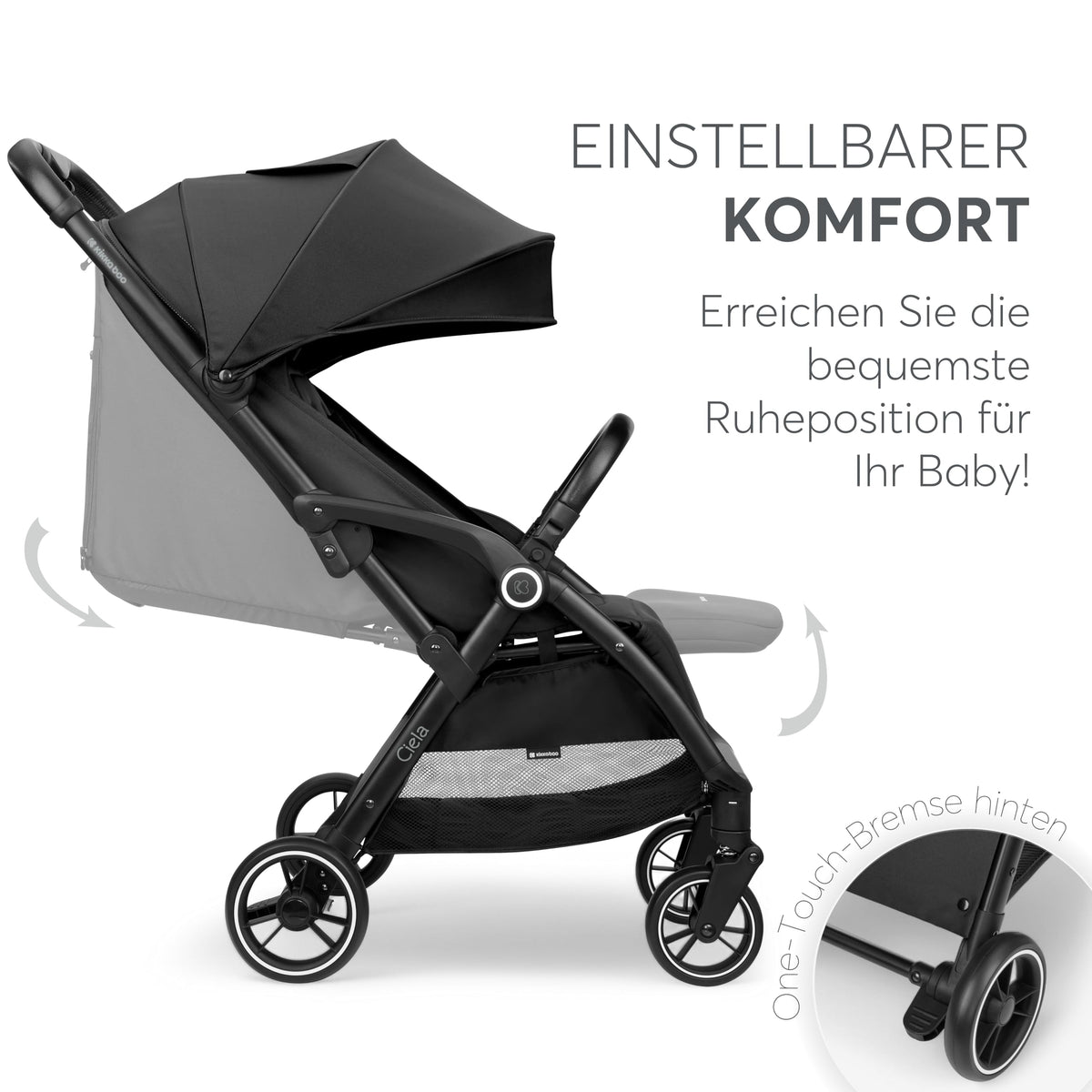 Kikka Boo CIELA kerge reisikäru, automaatne kokkupanek, 7,1 kg, must, kuni 22 kg