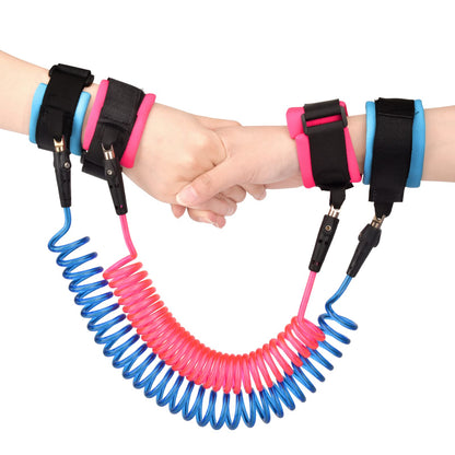 TOYESS 2.5 m child safety harness and wrist strap, 360° rotating, blue + pink