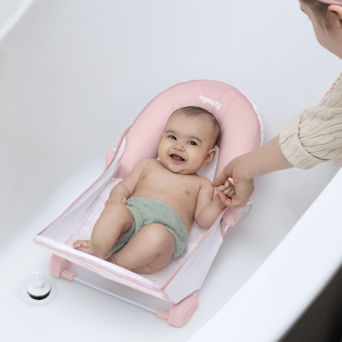 Ingenuity foldable baby bath seat with 2 positions – pink