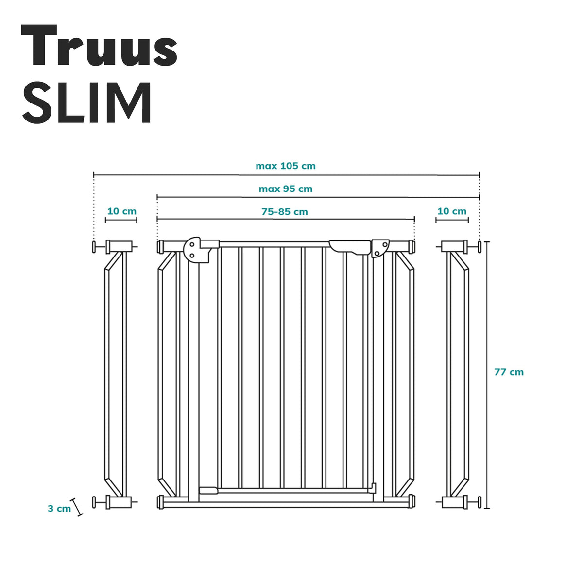 Lionelo Truus Slim turvavärav 75–105 cm, puurimiseta paigaldus