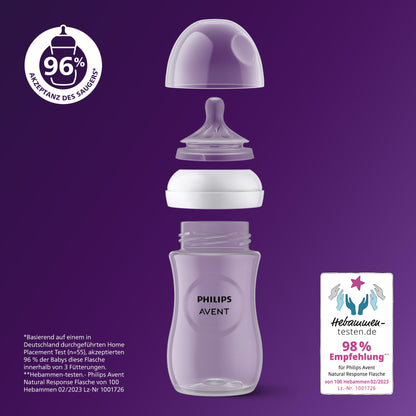 AVENT Natural Response kingituskomplekt vastsündinule SCD838/11, 4 lutipudelit, lutt ja pudelihari