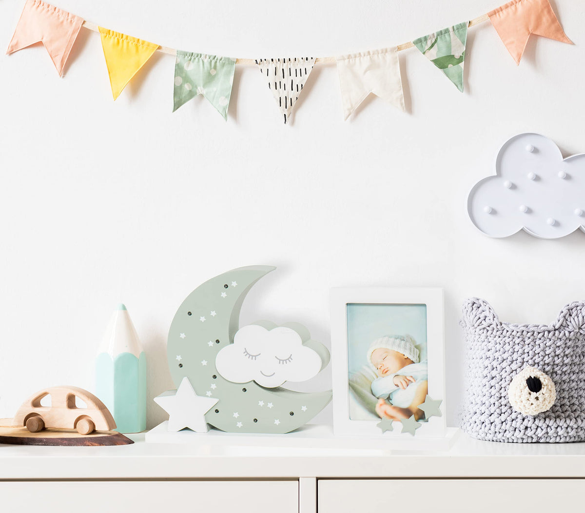 Dooky Moonlight LED photo frame “Misty Olive”