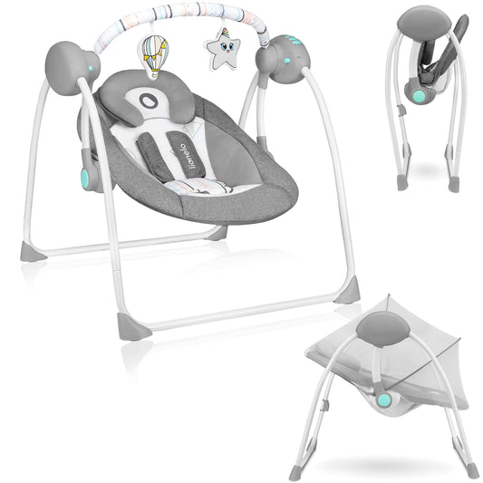 Lionelo Ruben electric baby rocker, up to 9 kg, grey-turquoise