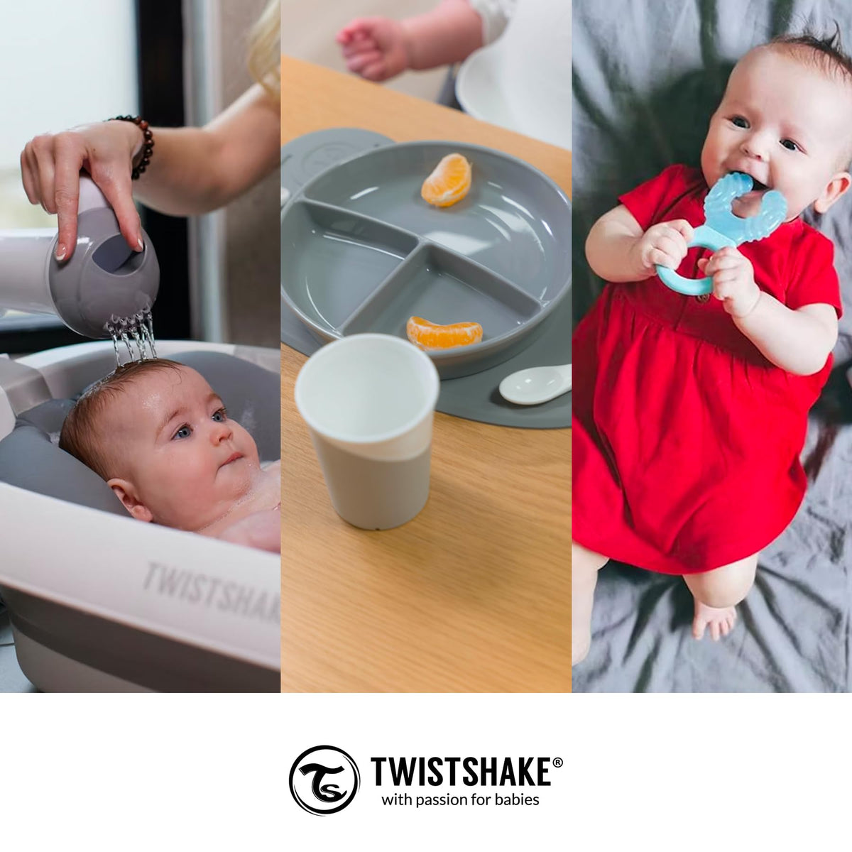Twistshake vannipadi/beebisisu vanni, Pastel Grey (0+)
