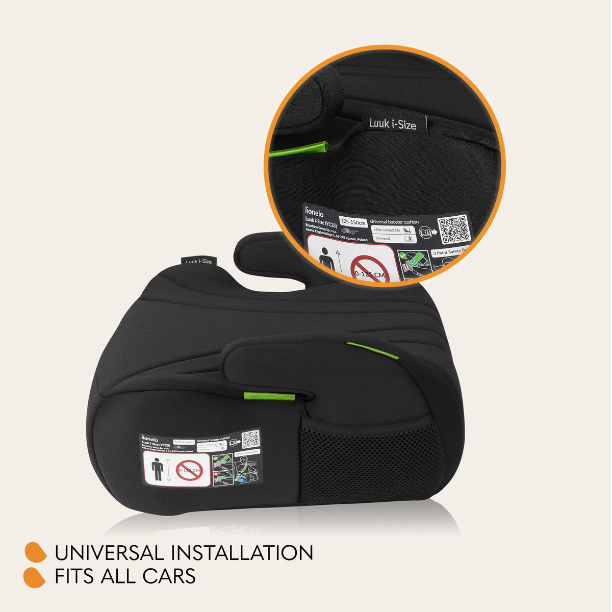 Lionelo Luuk I-Size turvaiste 22–36 kg / 125–150 cm, must