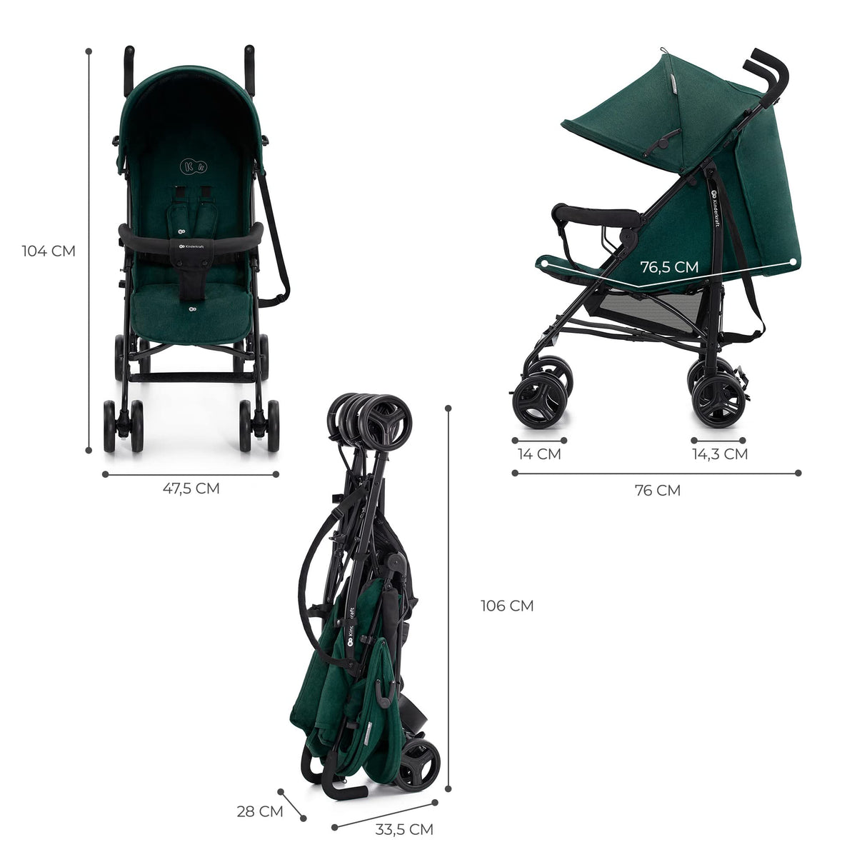 Kinderkraft TIK kergkäru, green, 6,5 kg