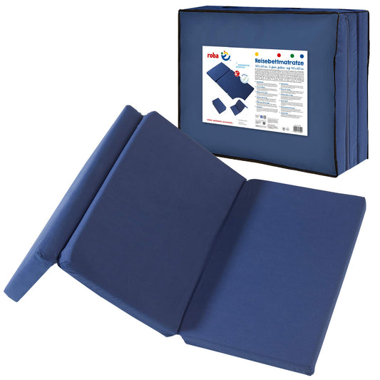 roba foldable travel bed mattress/matt 60 × 120 cm, with washable cover, blue