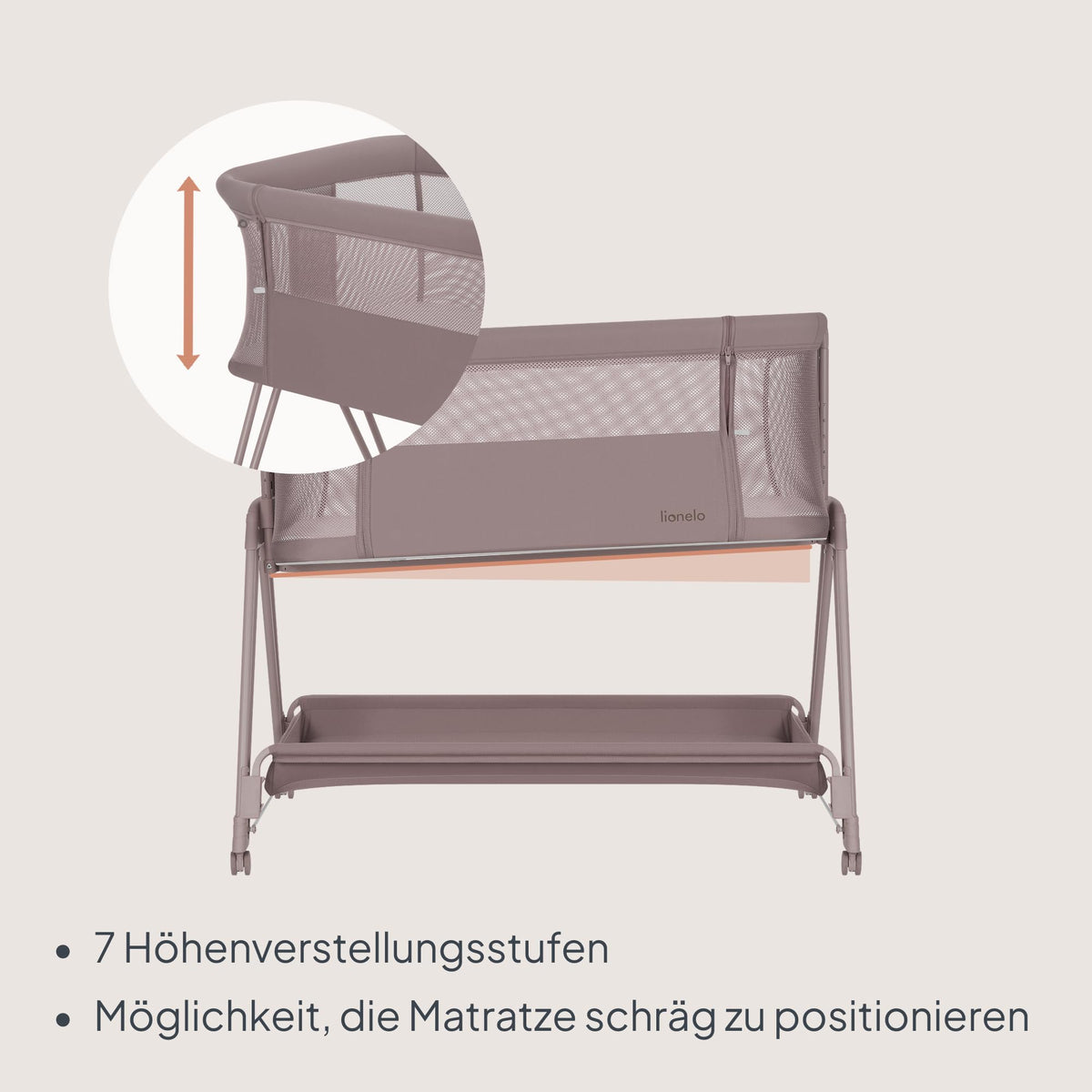 Lionelo Luna EIN vooditasku ja reisivoodi madratsiga, beež (Beige Taupe), kuni 9 kg
