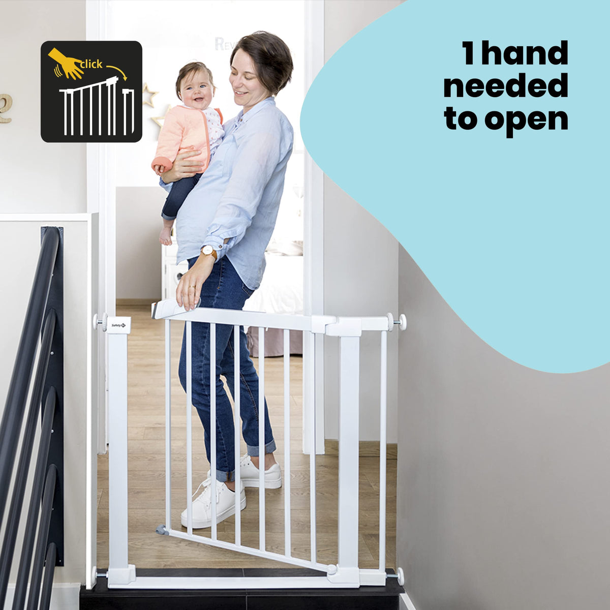 Safety 1st Flat Step turvavärav, 73–80 cm, valge