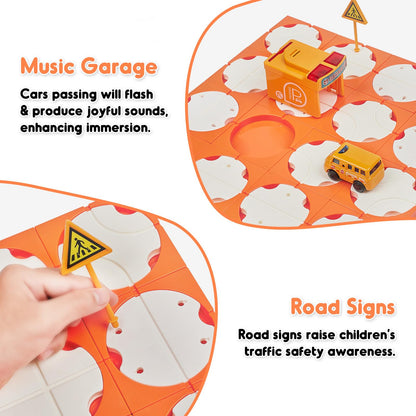 SGILE 24-piece STEM tea design game for children, school bus themed