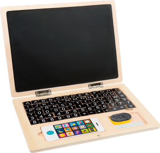 Small Foot wooden play laptop with magnetic and chalkboard