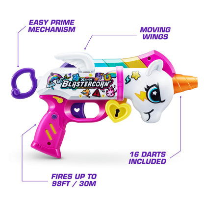 XShot Blastercorn ükssarvikuteemaline mängurelvade komplekt, 2 blastrit ja 32 Air Pocket noolt (36761)