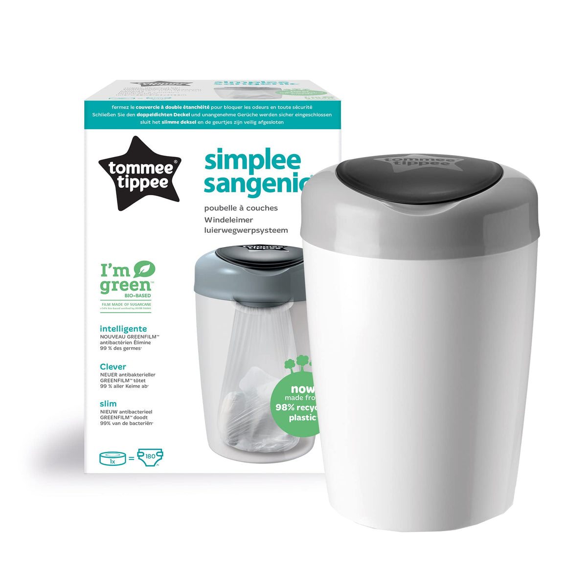 Tommee Tippee Simplee Sangenic diaper bin, grey