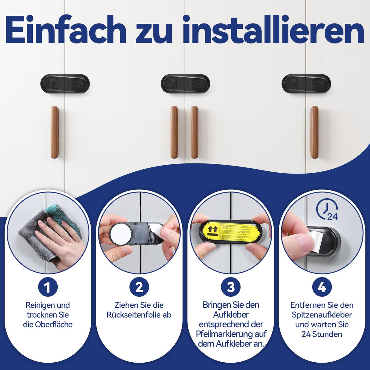 ECHOCUBE laste turvalukud kappidele, 6 tk, must, BB24DC281-BK