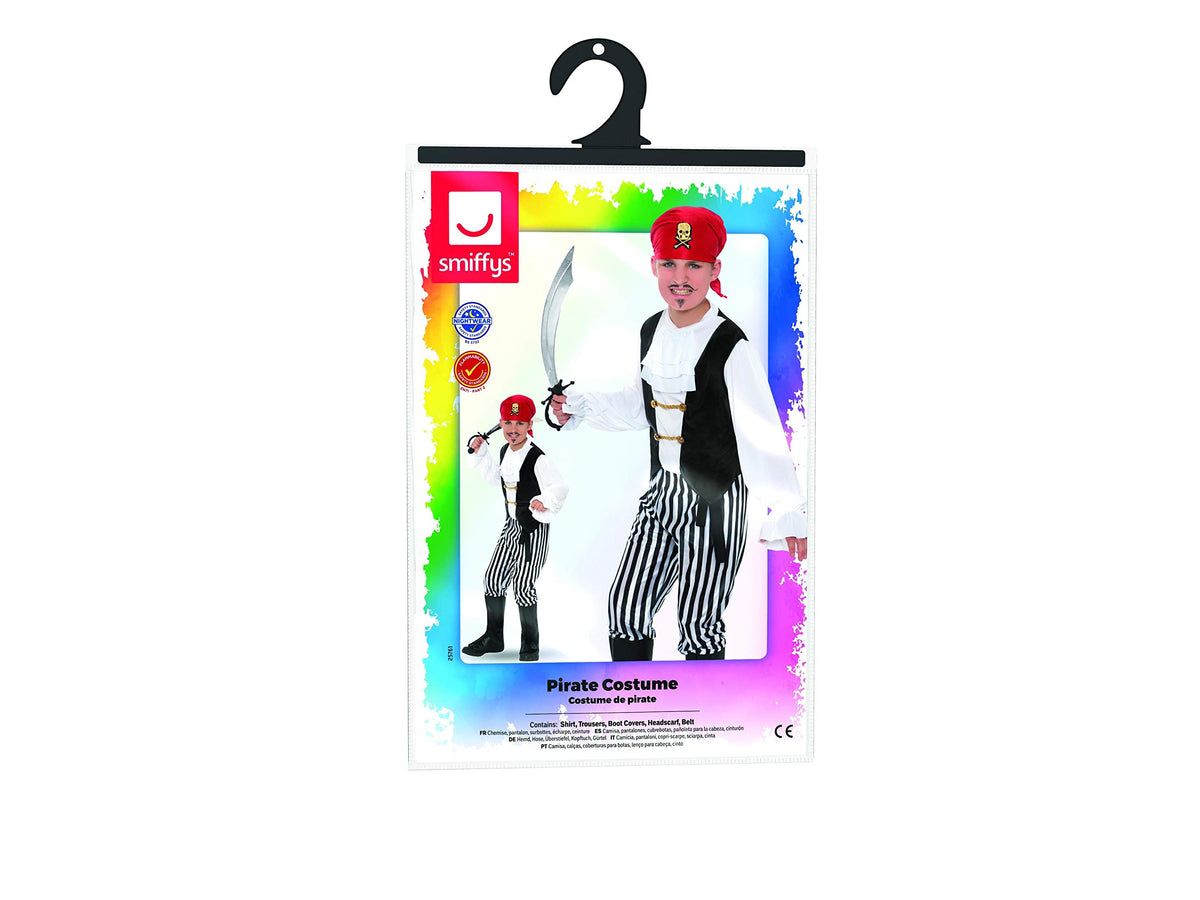 Piratical costume, black and white, 4–6 years