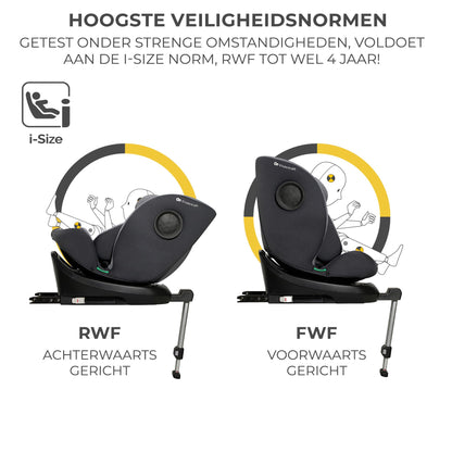 Kinderkraft I-360 i-Size rotating car seat 0–12 years (40–150 cm / 0–36 kg), ISOFIX, grey