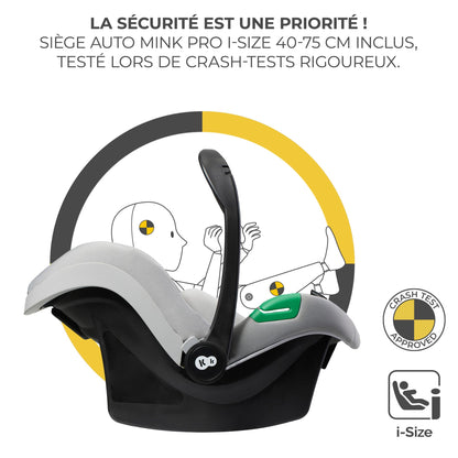 Kinderkraft ESME 3-in-1 stroller set with carrycot, stroller, and i-Size car seat, Moonlight Grey