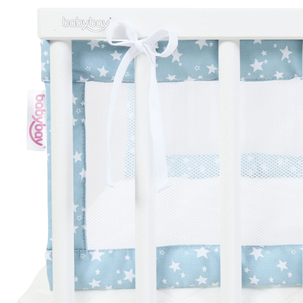 babybay voodipiire Mesh-Piqué, roosa/valged tähed, Maxi, Boxspring, Comfort ja Comfort Plus