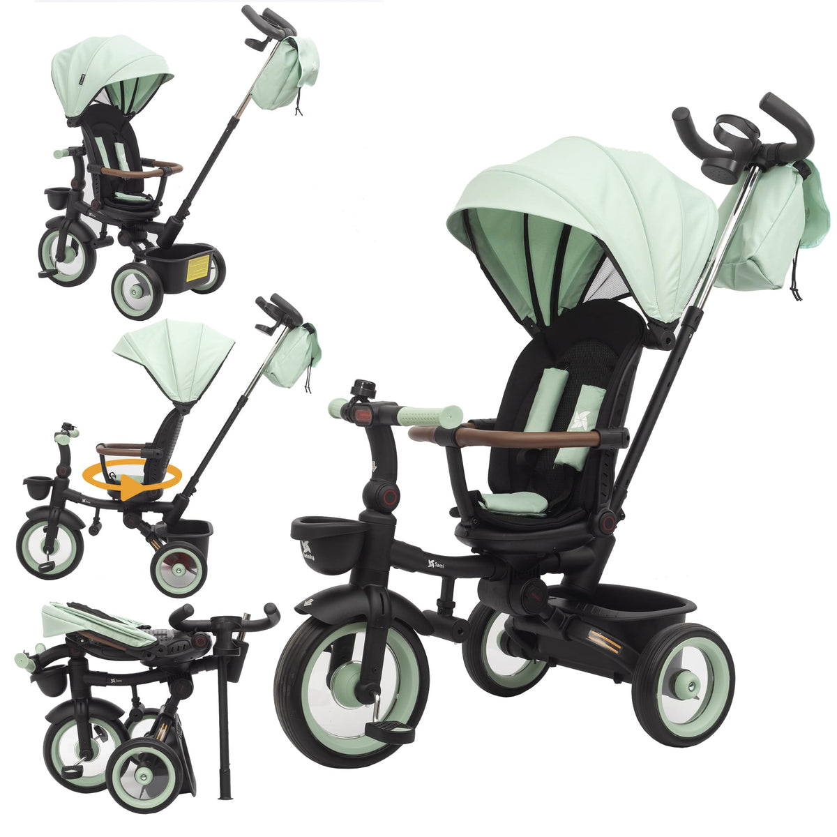 Twinly SAMI three-wheeled bike for children, swivel seat and foldable frame
