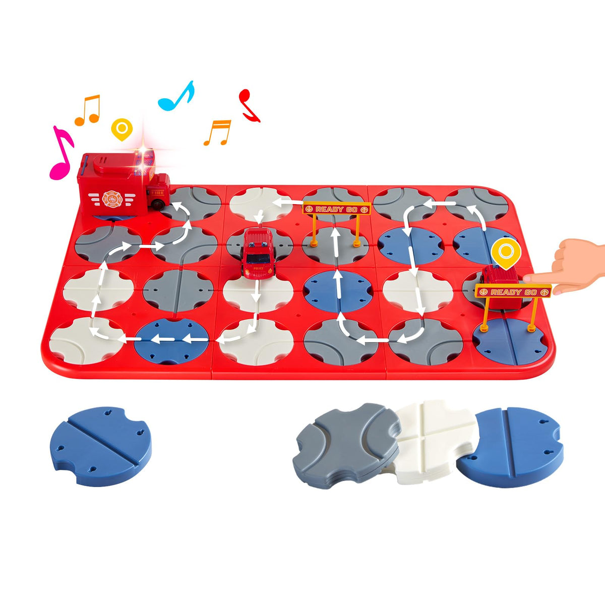 SGILE 24-piece STEM tea set design game for children's logic development, fire-fighting themed