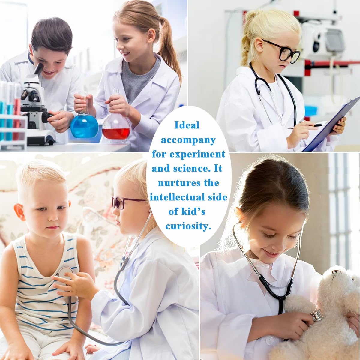CoatCool children's scientist costume with white lab coat, 140-150cm